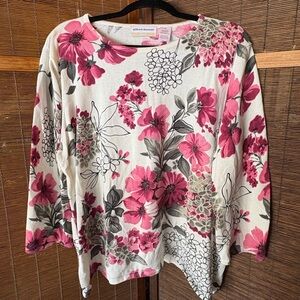 Alfred Dunner Floral Sweater with Pink Blooms